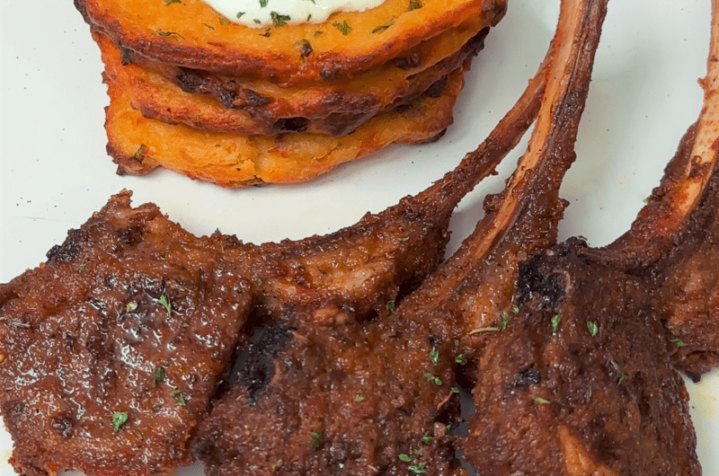 Air Fryer Lamb Chops and Potato Pancakes