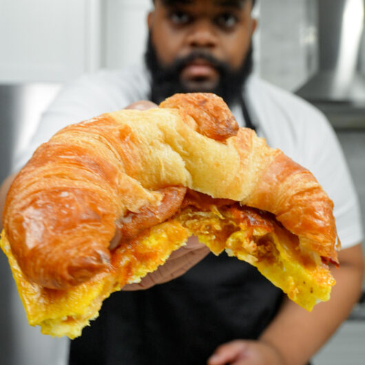 Air Fryer Croissant Breakfast Sandwiches